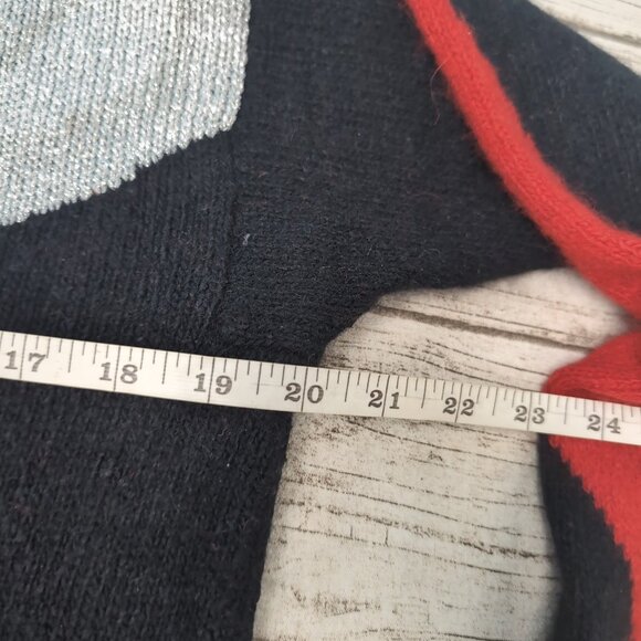 Vtg 80's IB Diffusion Silk Blend Metallic Red Silver Black Geometric Sweater S L - Picture 5 of 7